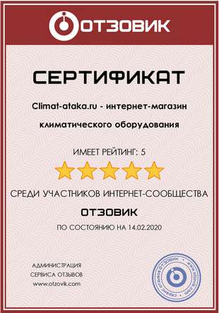 Сертификат сообщества Отзовик